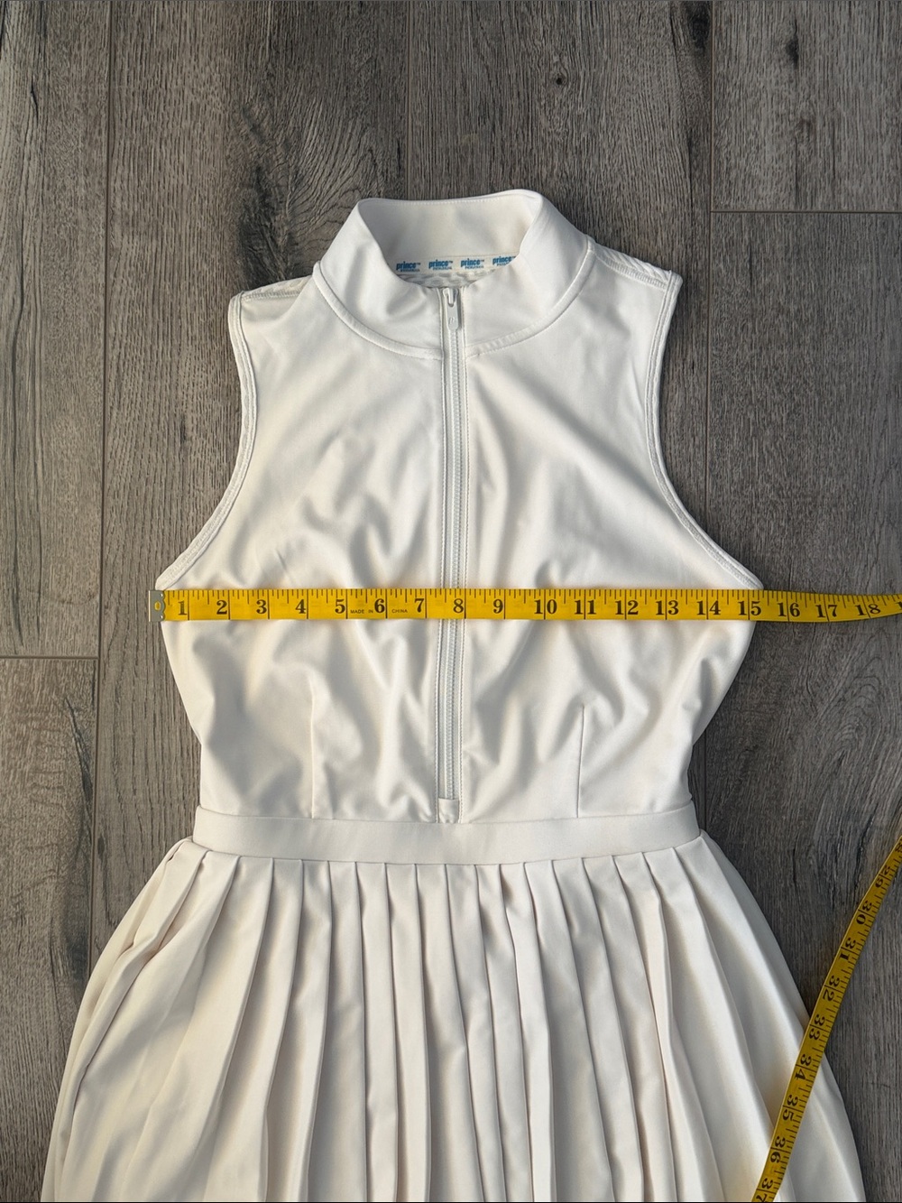 Prince White Sleeveless Zip-Front Pleated Dress - Picture 4 of 11